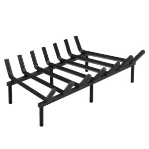 24 inch Fireplace Grate Cast Iron Fireplace Log Grate Rack Heavy Duty Steel Holder 3/4" Bar Fire Grates Wrought Iron Wood Stove Holder Firewood Burning Rack for Indoor Outdoor Chimney Hearth Solid