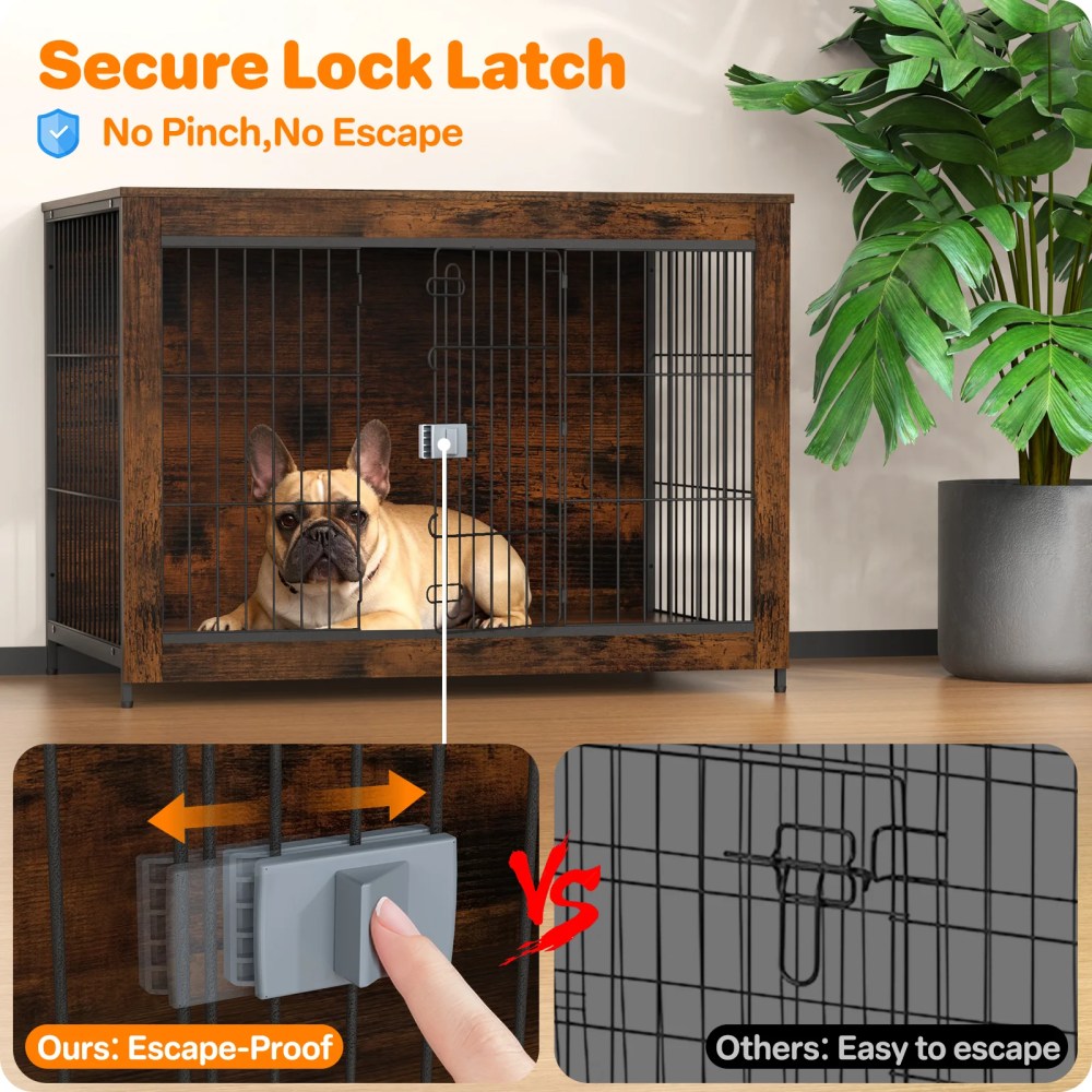 TIME RAY 32"Dog Crate Furniture with Secure Lock, Wooden Dog Kennel End Table Indoor Dog Cage for Small/Medium Dogs, Decorative Pet Crate Table for Home Indoor Use - Image 3