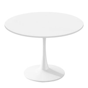42.1" Round Dining Table with MDF Top & Metal Tulip Pedestal Frame for Kitchen,Living Room,Bedroom,White