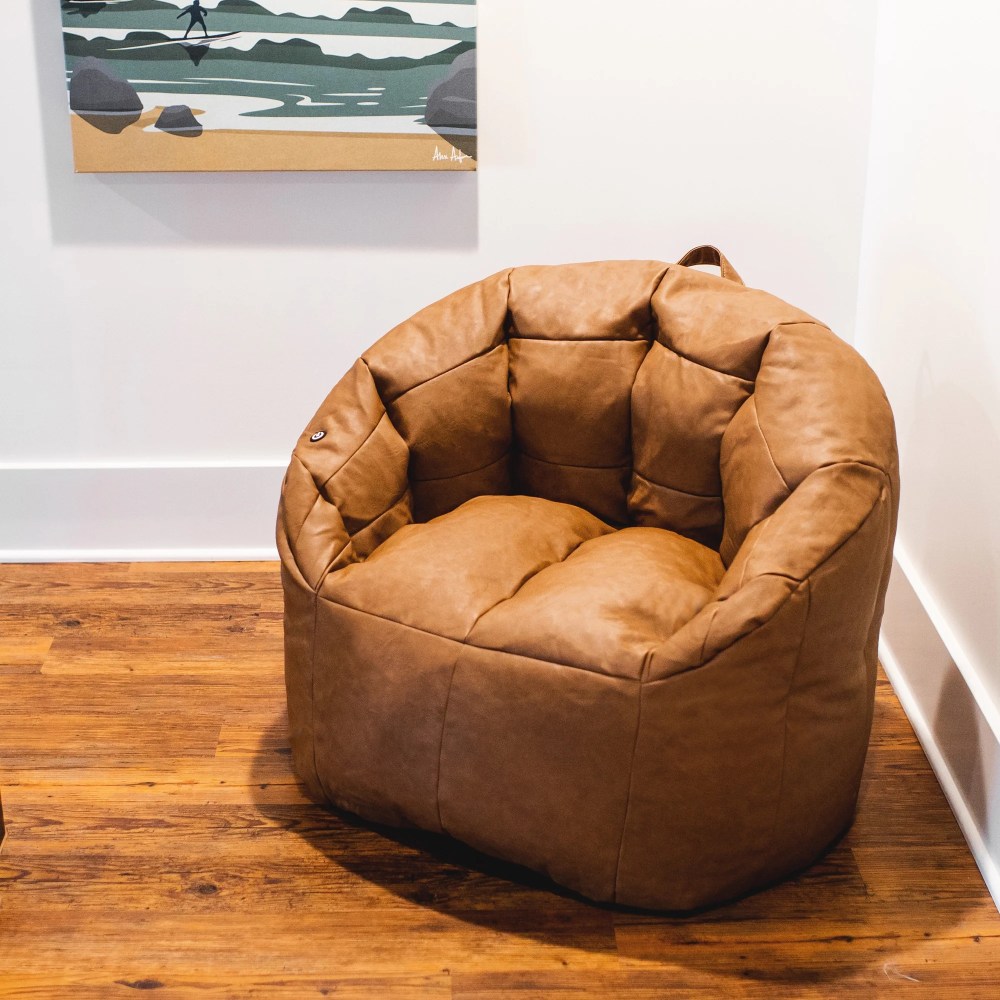 Big Joe Milano w/ Vibe Vibrating Massage Bean Bag Chair for Kids, Teens, Adults, Caramel Montana, Vegan Leather, Lightweight Seat for Reading Nook and Gaming 2.5 foot Refillable - Image 8