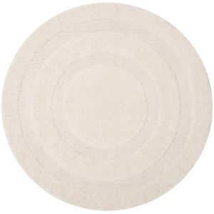 SAFAVIEH Florida Mason Bordered Shag Area Rug, Cream, 5" x 5" Round