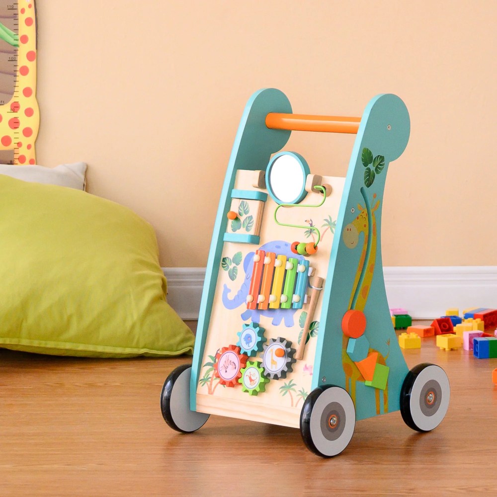 Teamson Kids Preschool Play Lab Safari Animal Toddler Walker & Activity Station