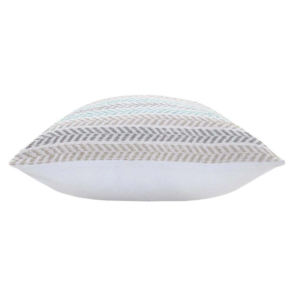 Laddha Home Designs Handwoven Chevron Striped Cotton Throw Pillow Cover - 18" - Gray and Blue - Set - Image 3