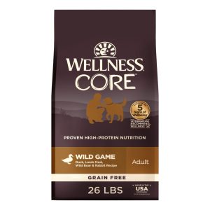 Wellness CORE Dry Dog Food,  Grain Free,  High Protein,  Natural,  Wild Game Duck,  Lamb,  Wild Boar,  & Rabbit Recipe,  (26-Pound Bag)