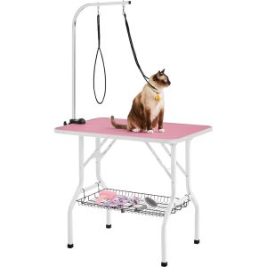 Renwick 36inch Pet Grooming Table Folding Adjustable Arm with Clamp, Pink