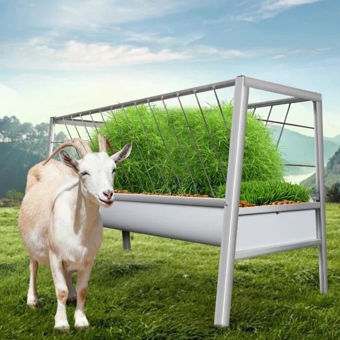 Goat Hay Feeder, 5-Feet Long, Easy to Assemble and Carry, 77 Gallon Capacity Livestock Feeder with Deeper Feeding Pan