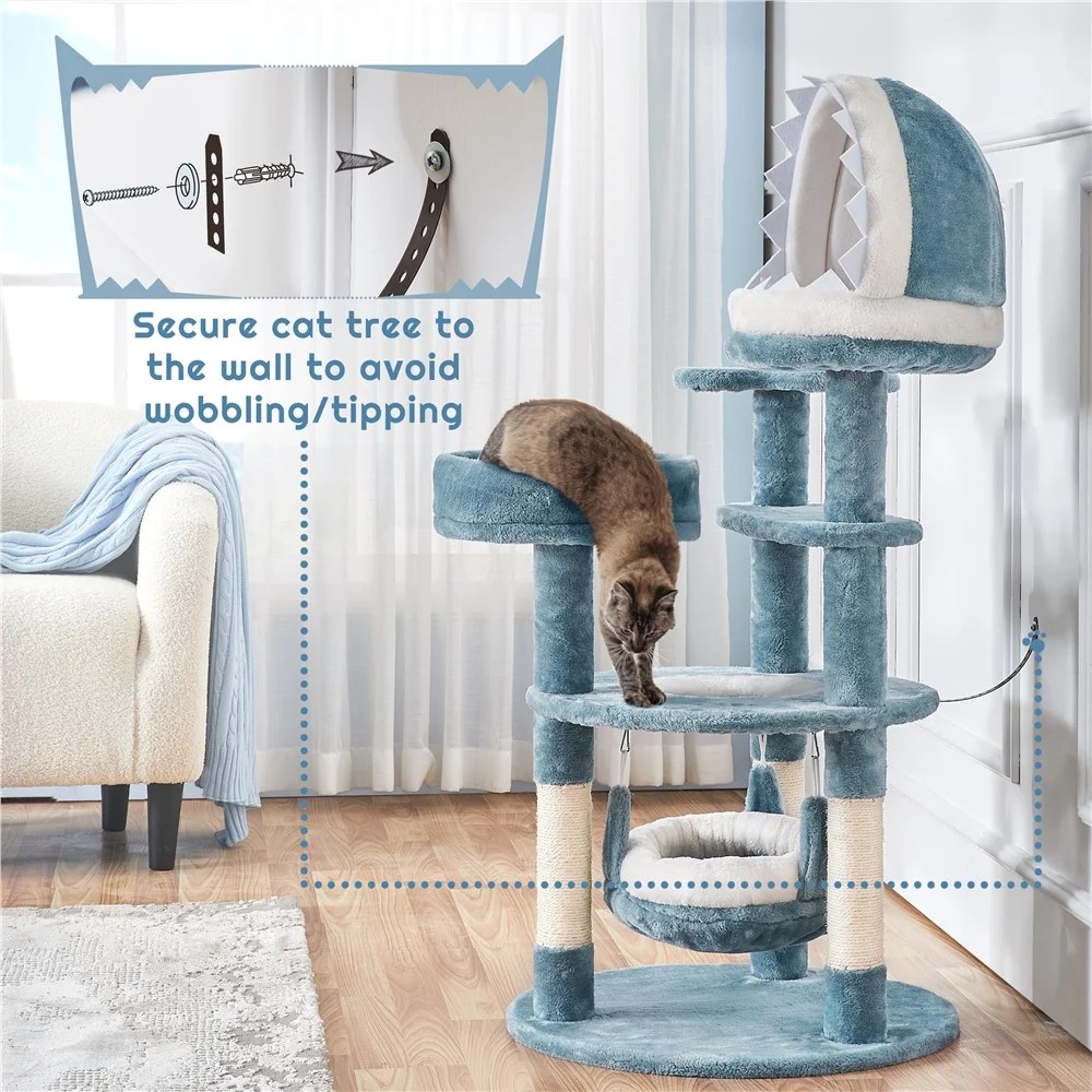 Alden Design 45.5" H Ocean-themed Cat Tree Multi-Level Cat Climbing Tree Cat Tower - Image 8