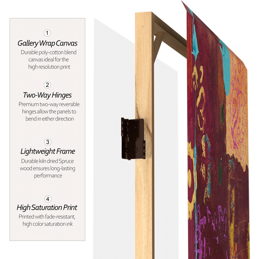Red Lantern 6 ft. Tall India Double Sided Canvas Room Divider - Image 6