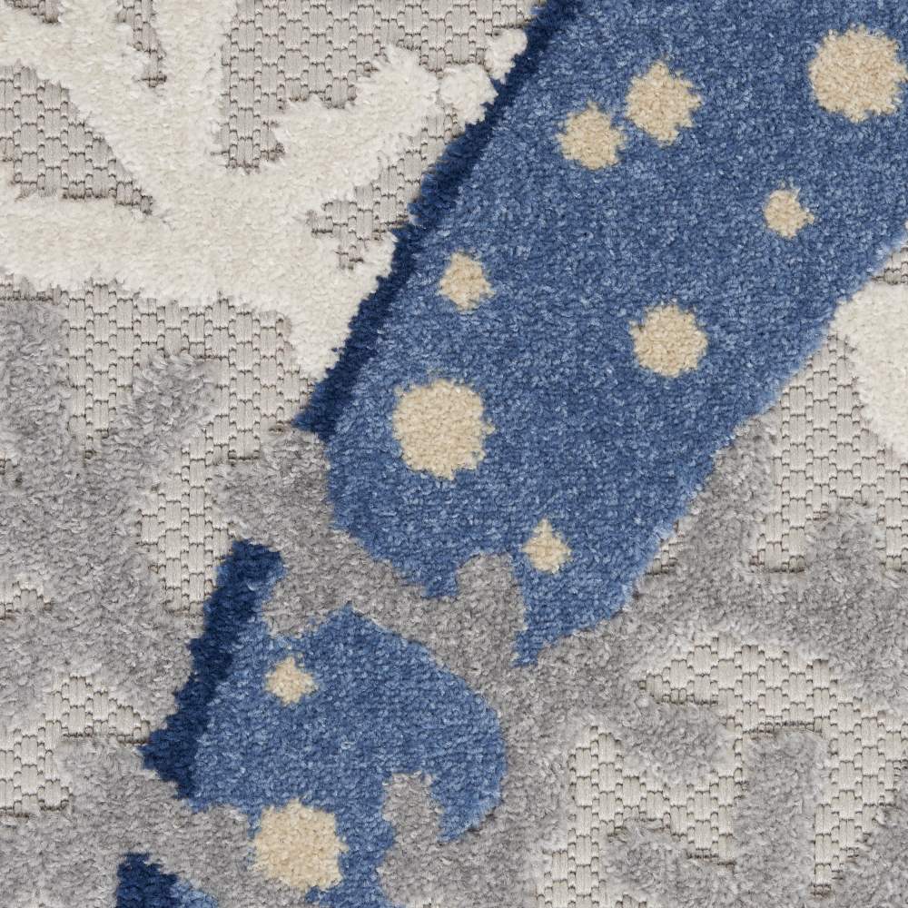 Nourison Aloha Indoor/Outdoor Coastal Tropical Blue/Grey 5'3" x 7'5" Area Rug, (5" x 7") - Image 2