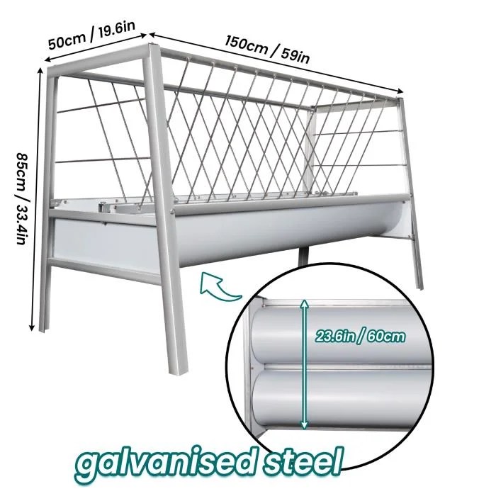 Goat Hay Feeder, 5-Feet Long, Easy to Assemble and Carry, 77 Gallon Capacity Livestock Feeder with Deeper Feeding Pan - Image 3