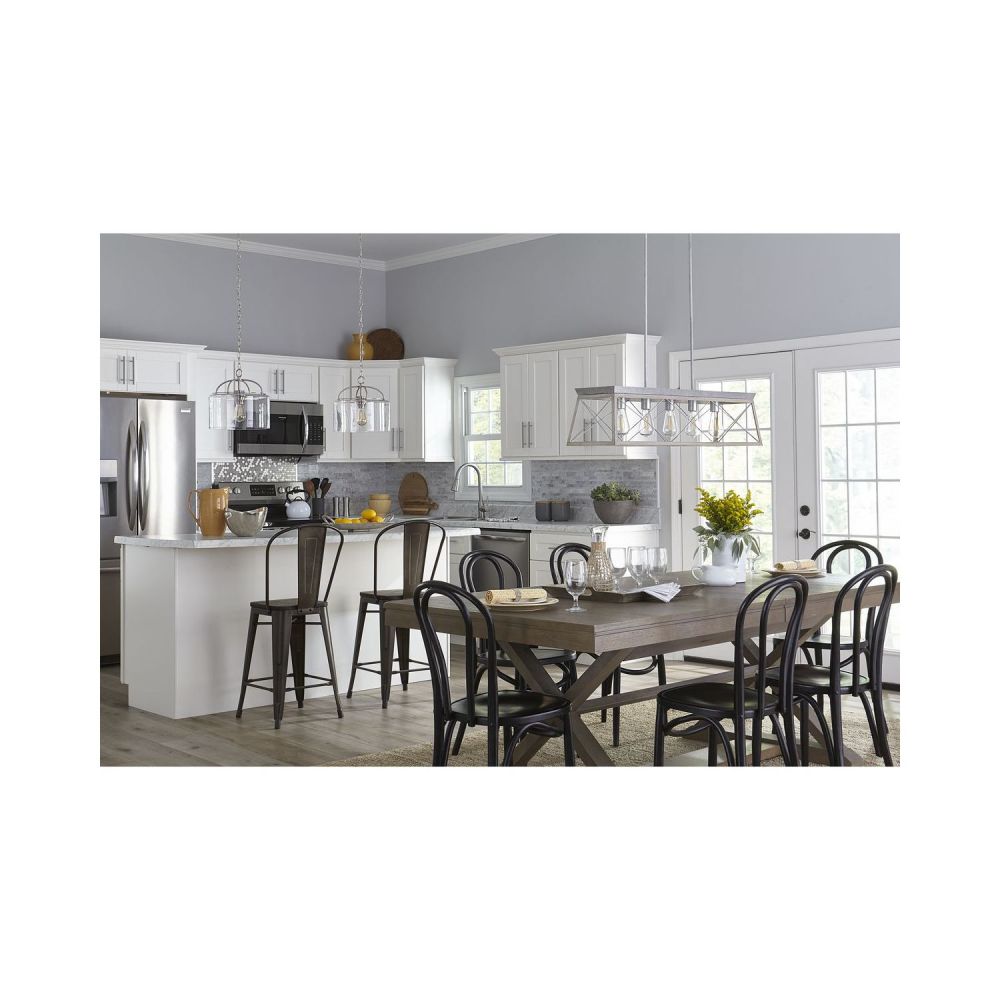 Briarwood Collection Five-Light Galvanized and Bleached Oak Farmhouse Style Linear Island Chandelier Light - Image 6