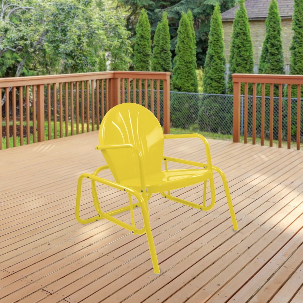 Northlight Outdoor Retro Metal Tulip Glider Patio Chair, Yellow - Image 3