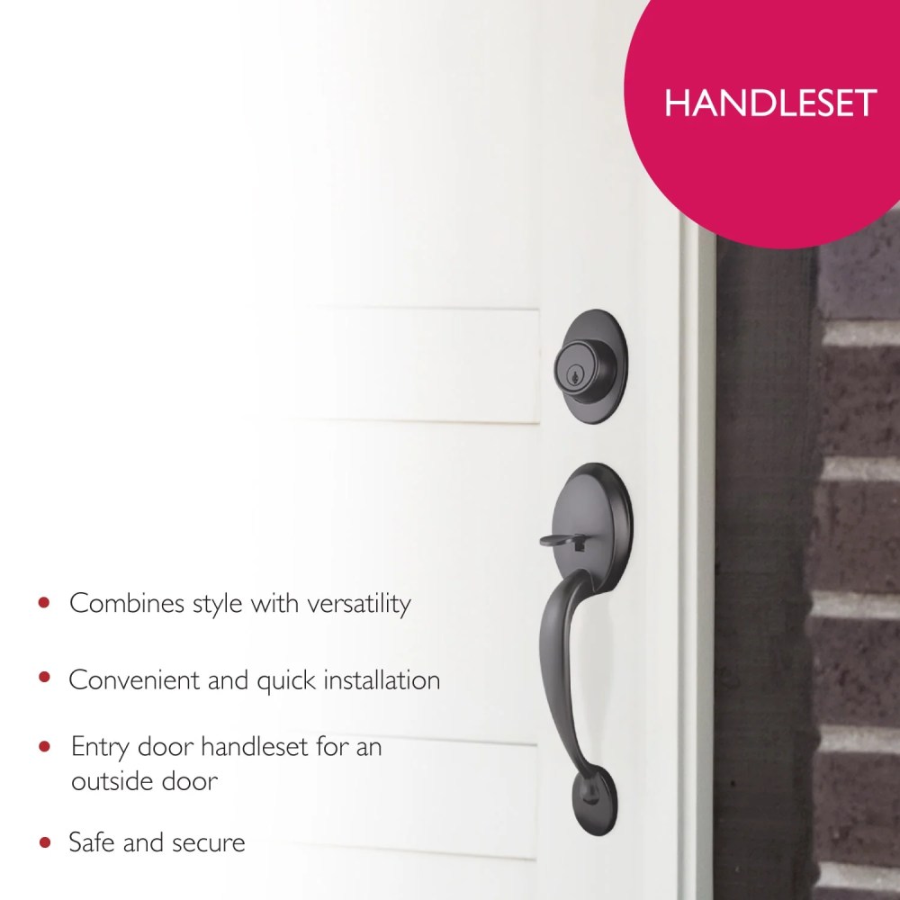 Design House Coventry 2-Way Door Handleset with Springdale Interior Lever and Single Cylinder Deadbolt, Matte Black - Image 14