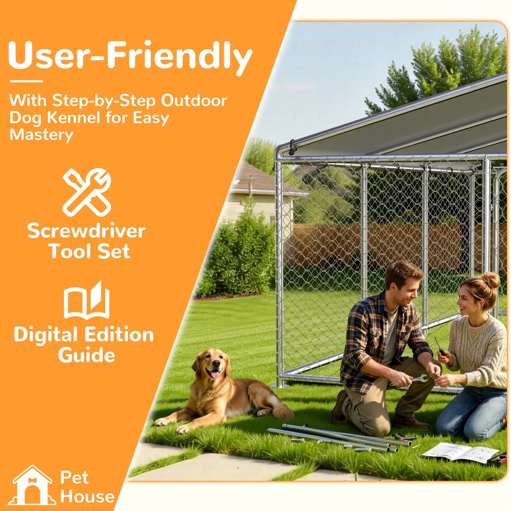 TIME RAY 7.57.5 Outdoor Dog Kennel Outside Heavy Duty Dog Enclosure with Waterproof UV-Resistant Cover and Security Lock - Image 4