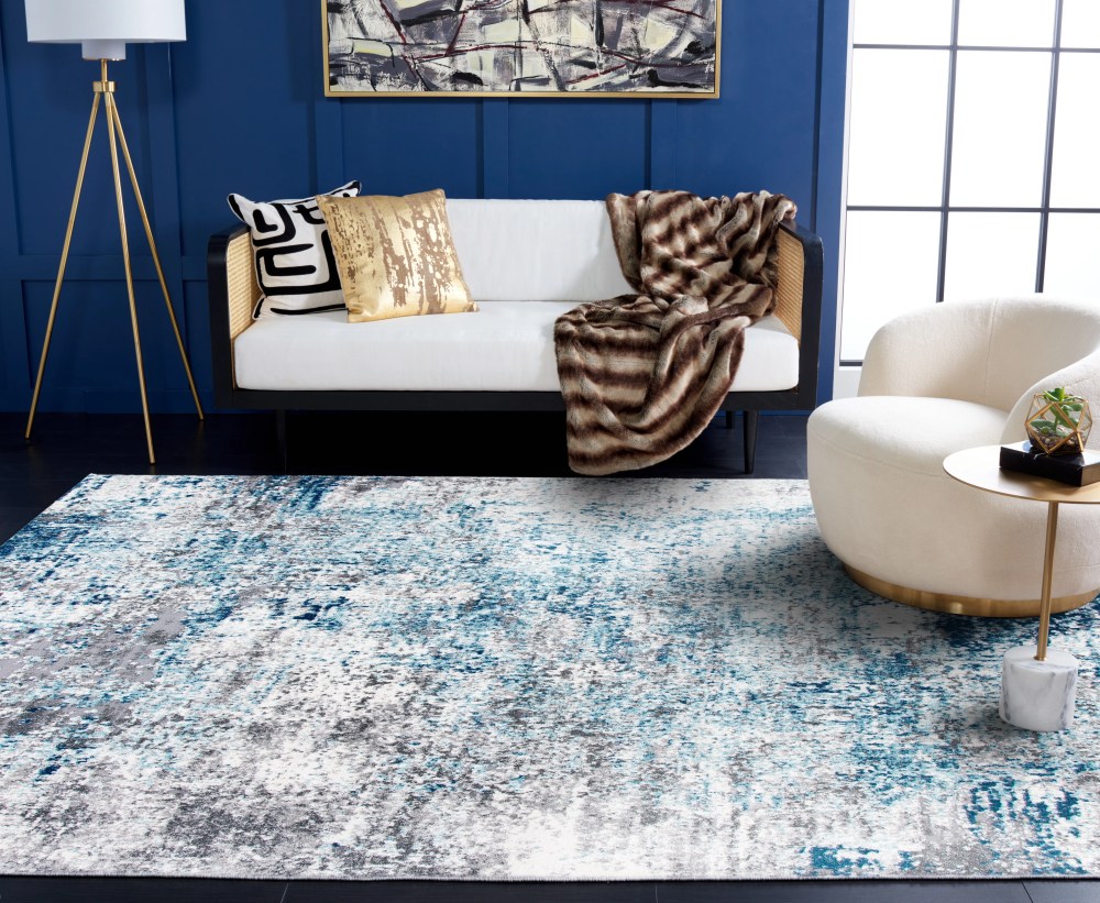 SAFAVIEH Aston Mackenzie Abstract Area Rug, Light Blue/Gray, 5'3" x 7'7" - Image 6