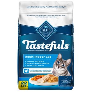 Blue Buffalo Tastefuls Adult Dry Cat Food Indoor Formula,  Chicken & Brown Rice Recipe,  22-lb Bag