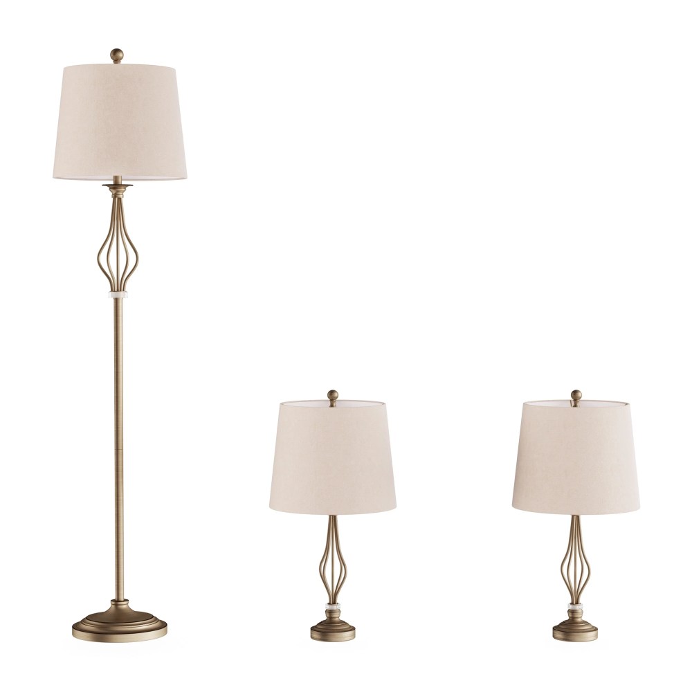 Lavish Home Modern Table Lamps, Set of 2 LED Lighting for Living Room, Bedroom or Office (Gold) - Image 3