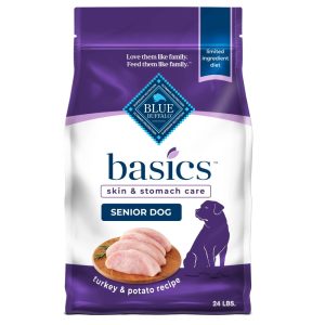 Blue Buffalo Basics Senior Dog Food,  Skin & Stomach Care,  Turkey,  Chicken Free,  24lb Bag