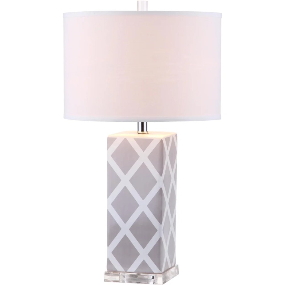 SAFAVIEH Garden Lattice 27 in. H Geometric Table Lamp, Grey, Set of 2 - Image 3