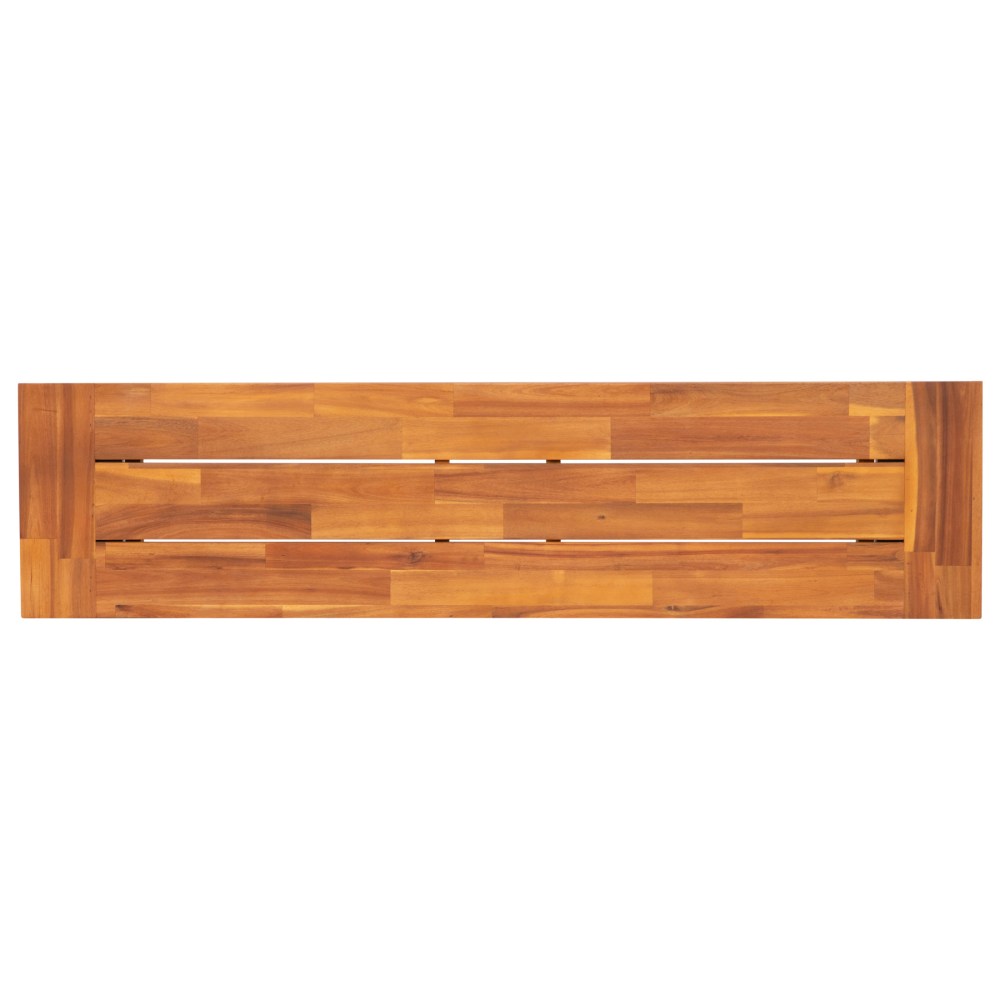 Flash Furniture Martindale Solid Acacia Wood Patio Dining Bench for 2 with Slatted Top and Gray Flared Wooden Legs in a Natural Finish - Image 8