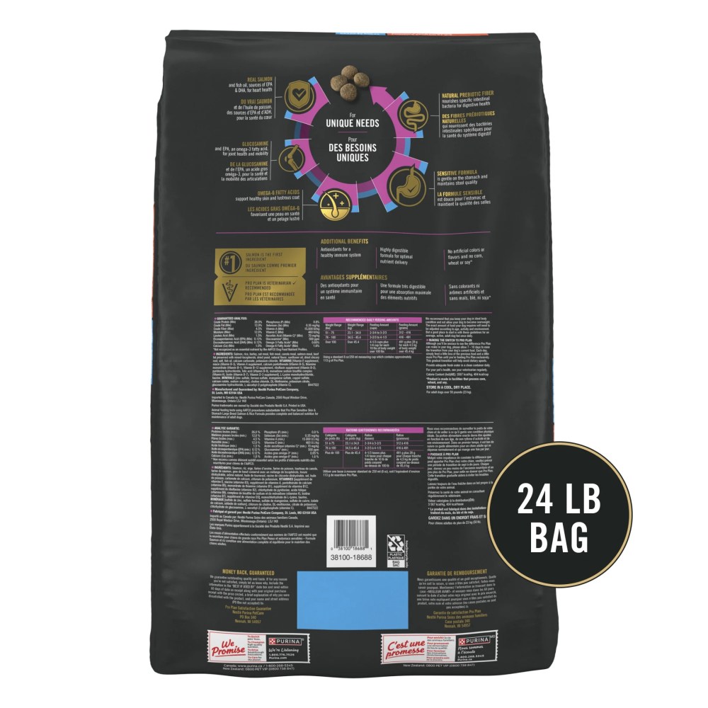 Purina Pro Plan Sensitive Skin and Sensitive Stomach Dog Food Large Breed Salmon and Rice Formula, 24 lb. Bag - Image 4