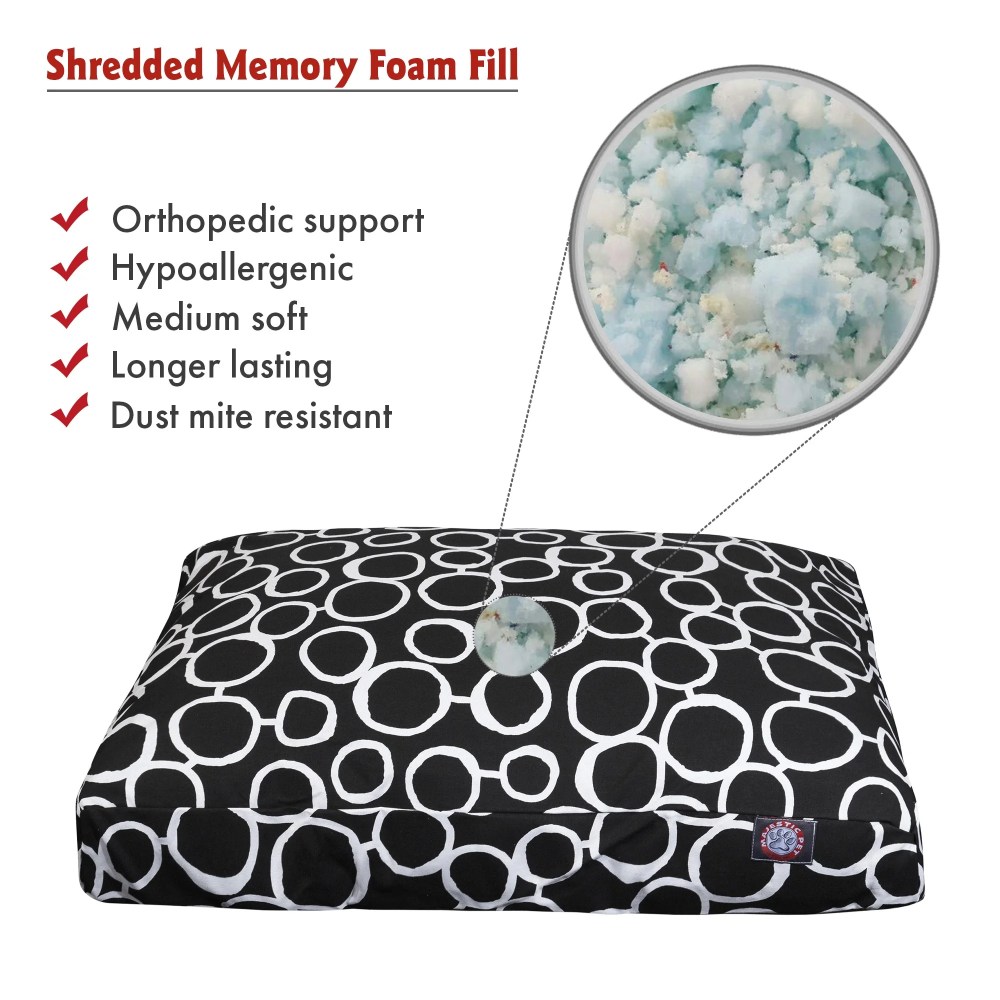 Majestic Pet Fusion Shredded Memory Foam Rectangle Pet Bed For Dogs, Removable Cover, Black, Large - Image 2