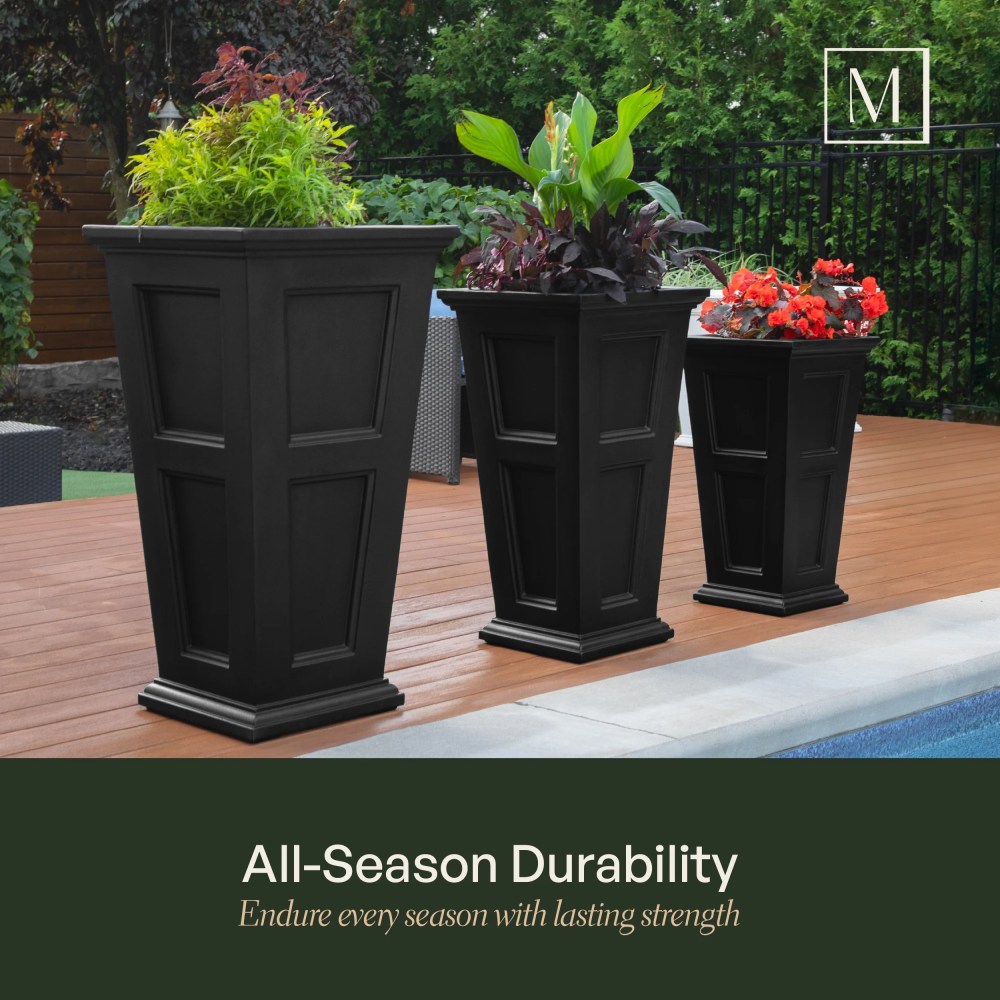 Mayne Fairfield 22" x 22" x 40" Square Tall Black Plastic Planter - Image 6