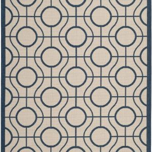 Safavieh Courtyard Brian Geometric Indoor/Outdoor Area Rug, Beige/Navy, 5'3" x 7'7"