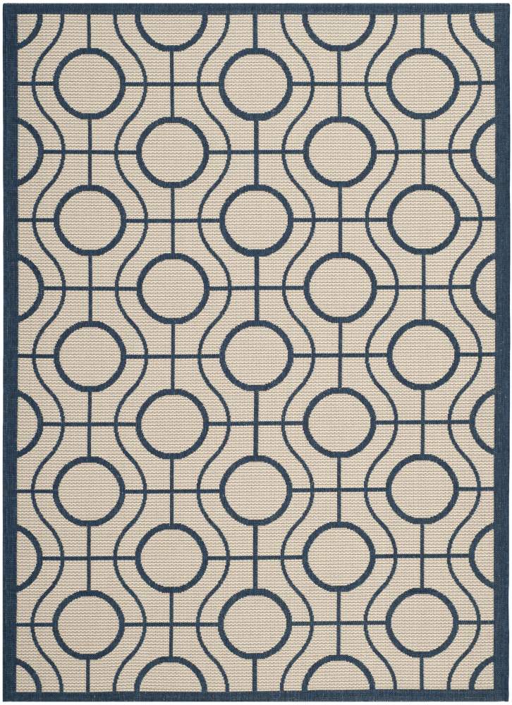 Safavieh Courtyard Brian Geometric Indoor/Outdoor Area Rug, Beige/Navy, 5'3" x 7'7"