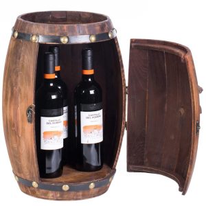 Wooden Barrel Shaped Vintage Decorative Wine Storage Rack