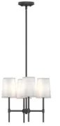 Better Homes & Gardens Meadowood 4-Light Chandelier, Matte Black Finish, White Fabric Shades, LED Bulbs Included - Image 3
