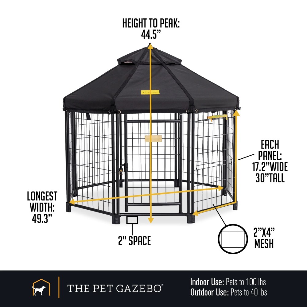 PET GAZEBO INDOOR AND OUTDOOR OCTAGONAL DOG KENNEL WITH POLYESTER COVER AND SIDE SUNSHADE, 4FT - Image 2
