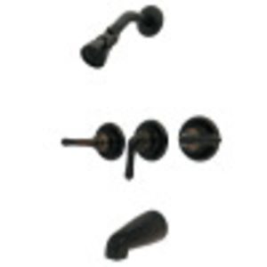 Kingston Brass GKB235 Magellan 3-Handle Wall Mount Tub and Shower Faucet with Water Saving Showerhead,  Oil Rubbed Bronze
