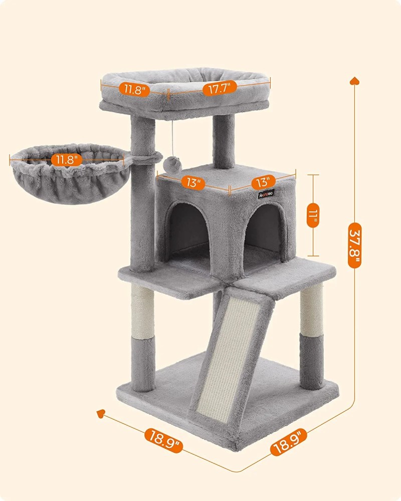 37.8-Inch Cat Tree Cat Condo Small Cat Tower with Widened Perch for Large Cats Indoor - Image 2