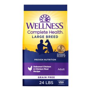 Wellness Complete Health Dry Dog Food,  Large Breed,  Grain Free,  Natural,  Chicken Recipe,  (24-Pound Bag)