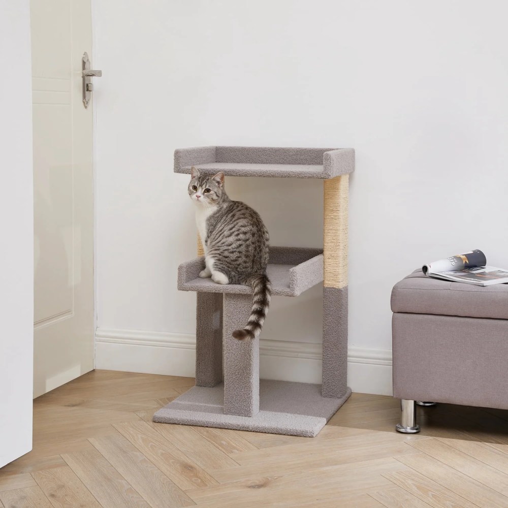 Lulu 2-Tier Cat Tree Tower for Indoor Cats-Large Cat Tower & Cat Condo for Large Cats Cat Tree House:Gray - Image 12