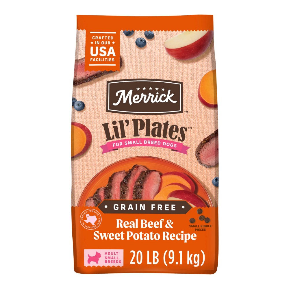 Merrick Lil' Plates Premium Grain Free Dry Dog Food For Small Dogs, Real Beef And Sweet Potato Kibble, 20.0 lb. Bag