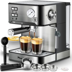 20 Bar Professional Espresso Machine with Milk Frother,Single & Double Shot,ESE Pod Compatible,Visual Display of Pressure,Removable Water Tank for Cappuccino,Latte,& Machiato for Home Barista
