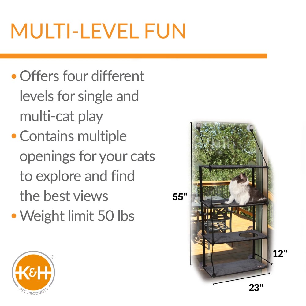 K&H Pet Products EZ Mount Window Kitty Sill Quad Stack Gray 12 X 23 Inches - Image 4