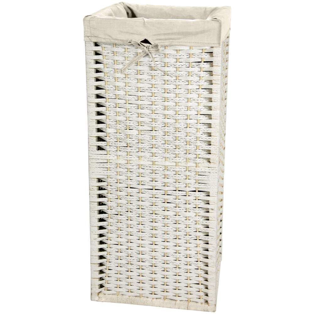 Oriental Furniture 28" Tall Natural Fiber Laundry Hamper, White