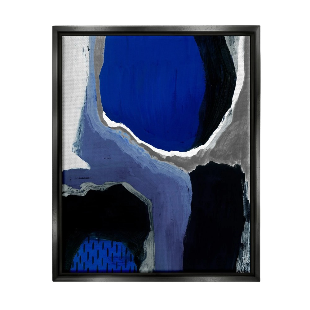 Stupell Industries Abstract Masculine Cobalt Blue Grey Black Design Jet Black Framed Floating Canvas Wall Art, 1620, by Studio W - Image 5