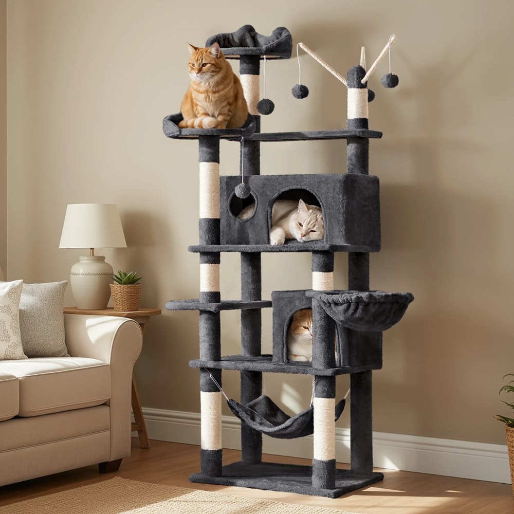 Renwick 67" H Multi-Level Cat Tree Cat Tower with Condos, Dark Gray - Image 4