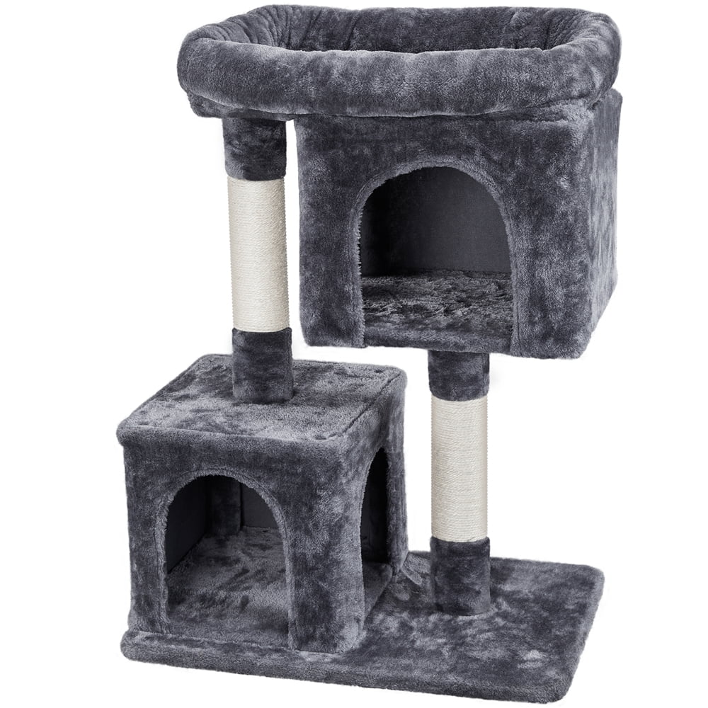 Alden Design 33.5"H Plush Cat Tree with Wide Platform Condo for Indoor Cats, Dark Gray - Image 11