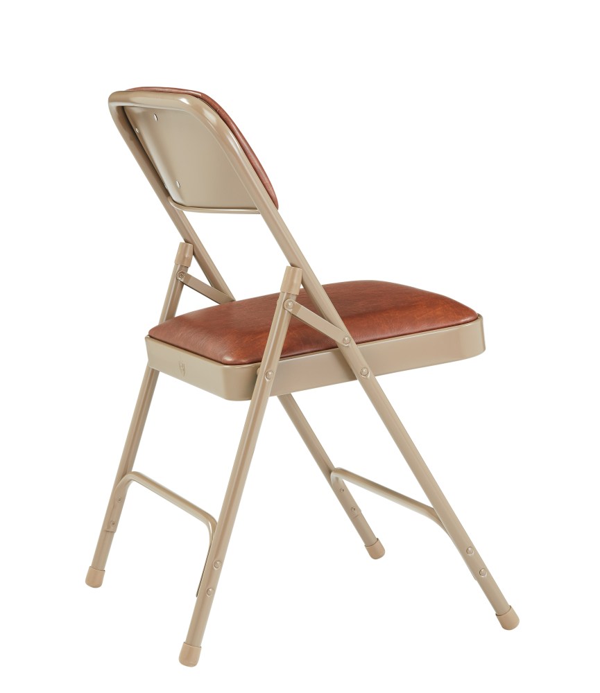 (4 Pack ) NPS 1200 Series Premium Vinyl Upholstered Double Hinge Folding Chair, Honey Brown - Image 4