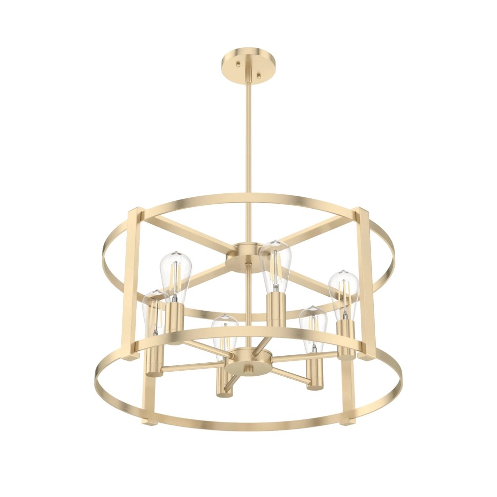Hunter - Astwood 6-light Alturas Gold, Large Chandelier, Dimmable, Caged Style, Drum Shaped, for Bedrooms, Dining, Living Rooms - 19960 - Image 5