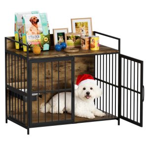 Homall Large Heavy Duty Dog Crate Furniture,  40.9" Metal 1-Door Furniture Style Crate for Dogs