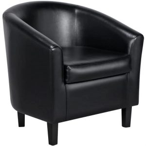 Yaheetech Faux Leather Accent Arm Chair For Living Room,Black