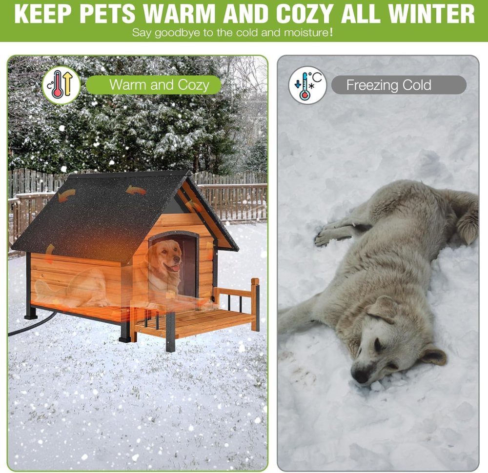 Aivituvin Large Heated Dog House Outdoor Insulated Weatherproof Dog Kennel with Heated Pad, Insulated All-Round Thermal Liner, Chew-Proof Strong Iron Frame Dog House for Dogs (Winter-Ready) - Image 3