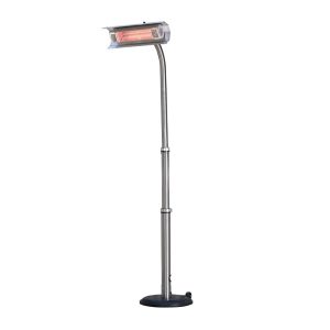 Fire Sense Telescoping Pole Mounted Patio Heater With Wheels Powder Coated Steel Tip-Stainless Steel