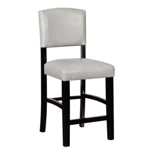 Linon Monaco Full Back Wood Counter Stool, 24" Seat Height, Black Finish with Dove Gray Fabric